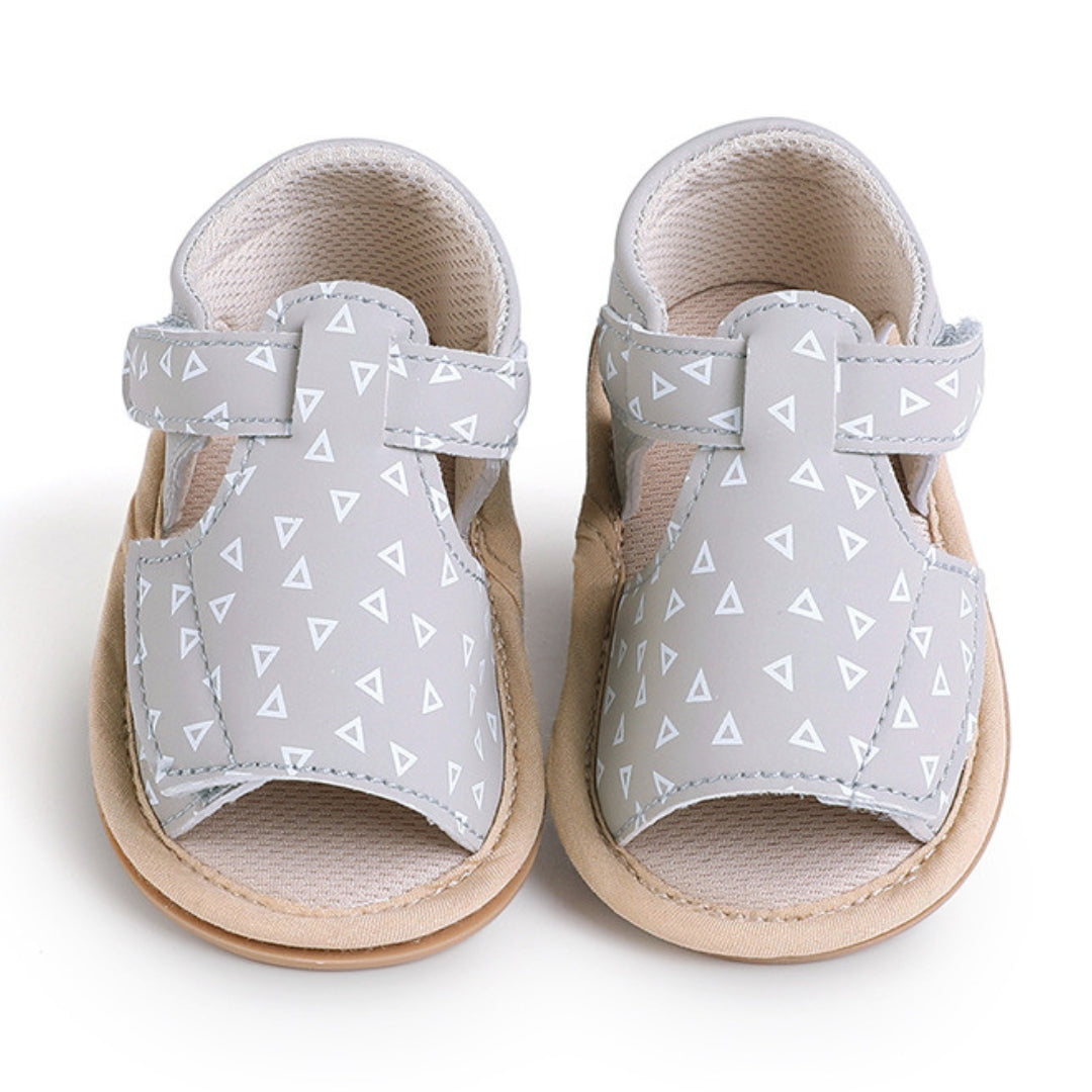 Sandalias Diseño de Cuero Gris