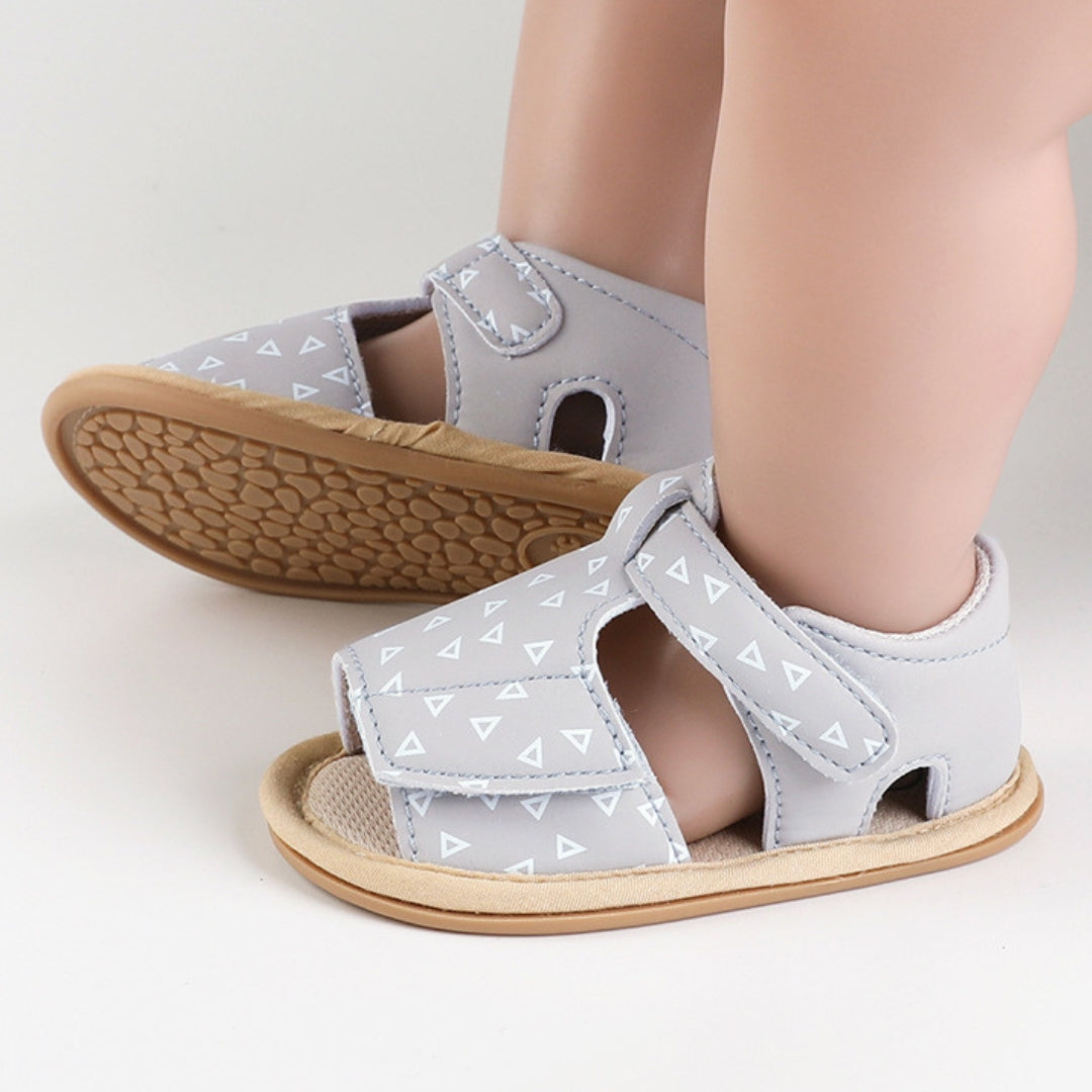 Sandalias Diseño de Cuero Gris
