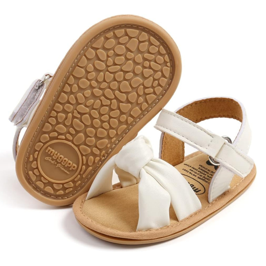 Sandalias Moño de Cuero Blanco