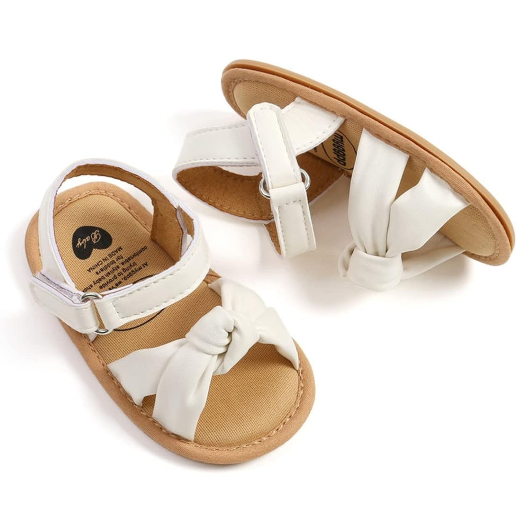 Sandalias Moño de Cuero Blanco