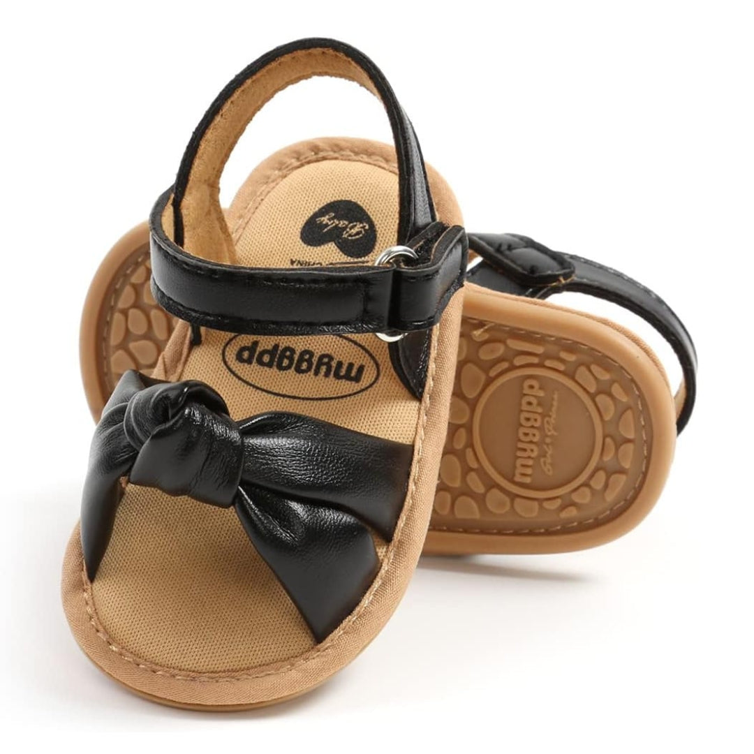 Sandalias Moño de Cuero Negro