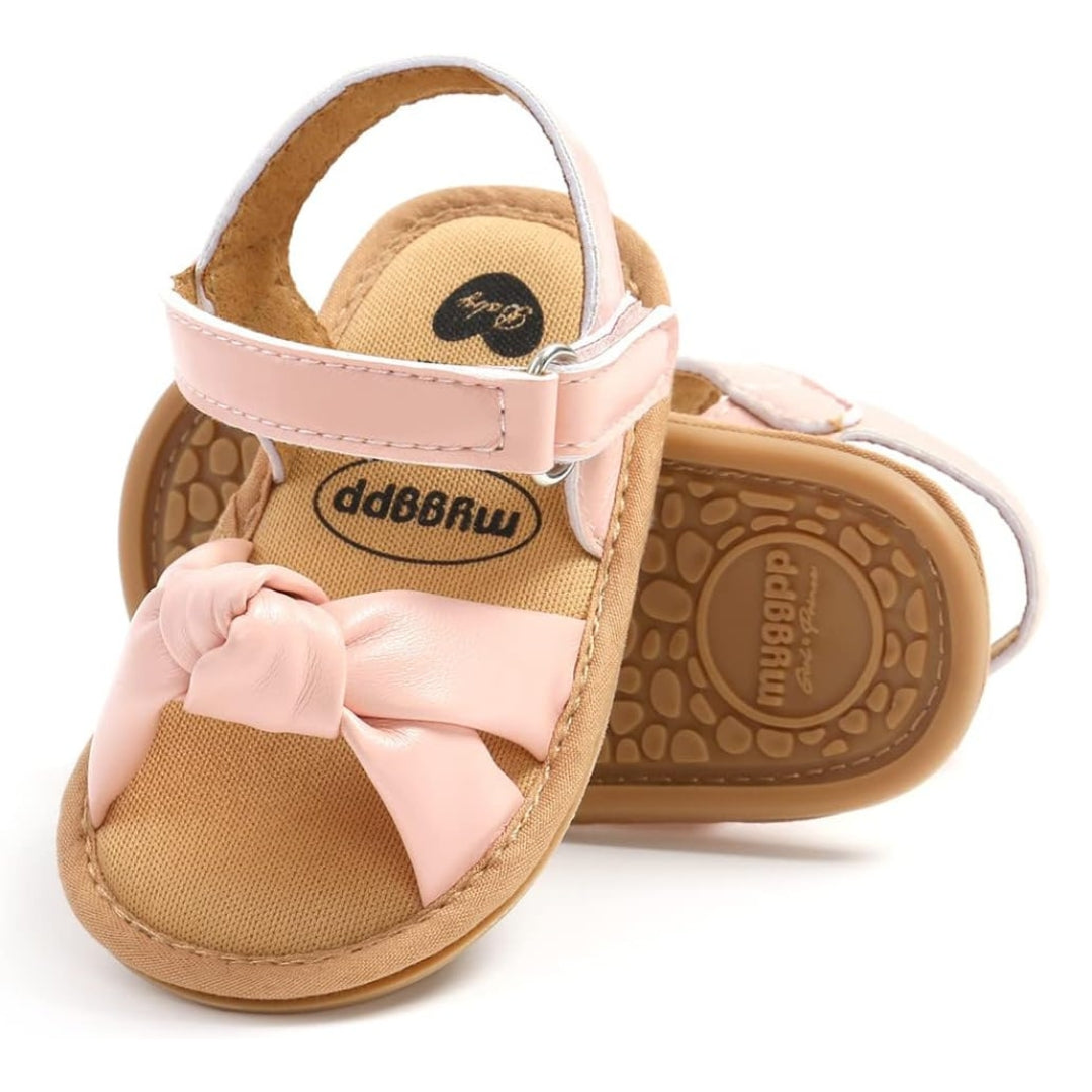 Sandalias Moño de Cuero Rosa
