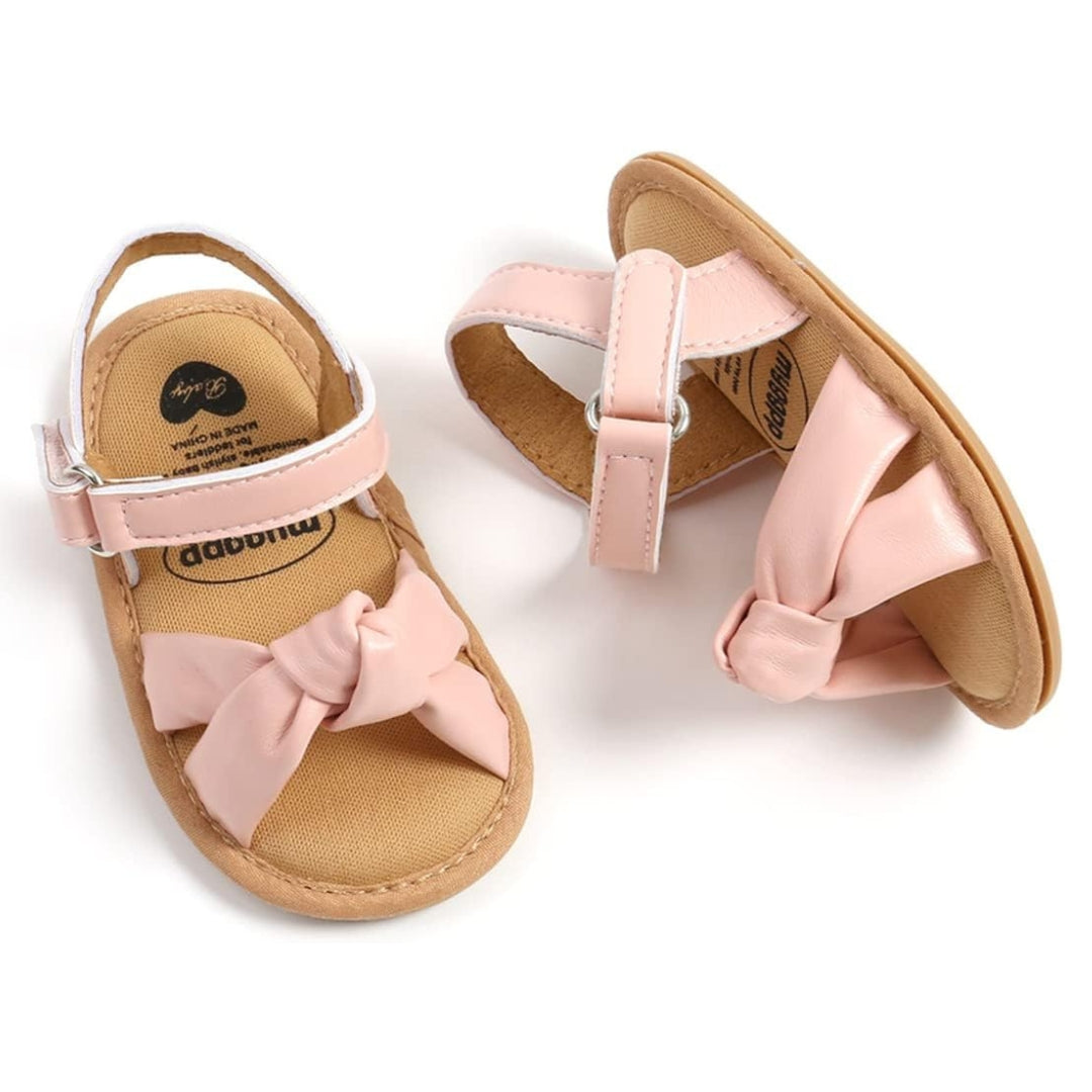Sandalias Moño de Cuero Rosa