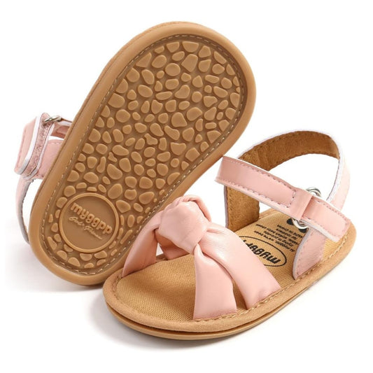 Sandalias Moño de Cuero Rosa