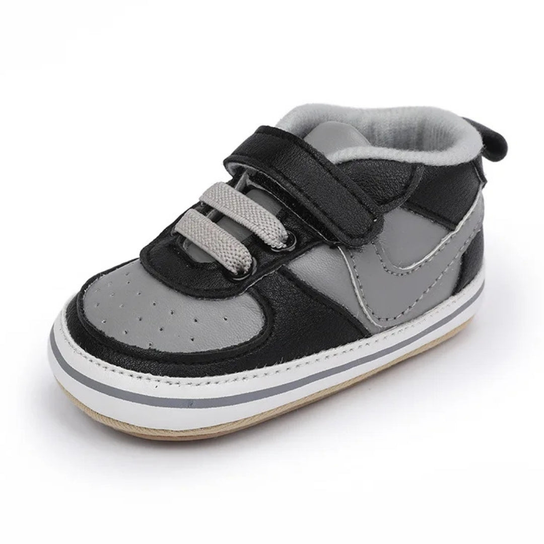 Sport Casual de Cuero PU Negro/Gris